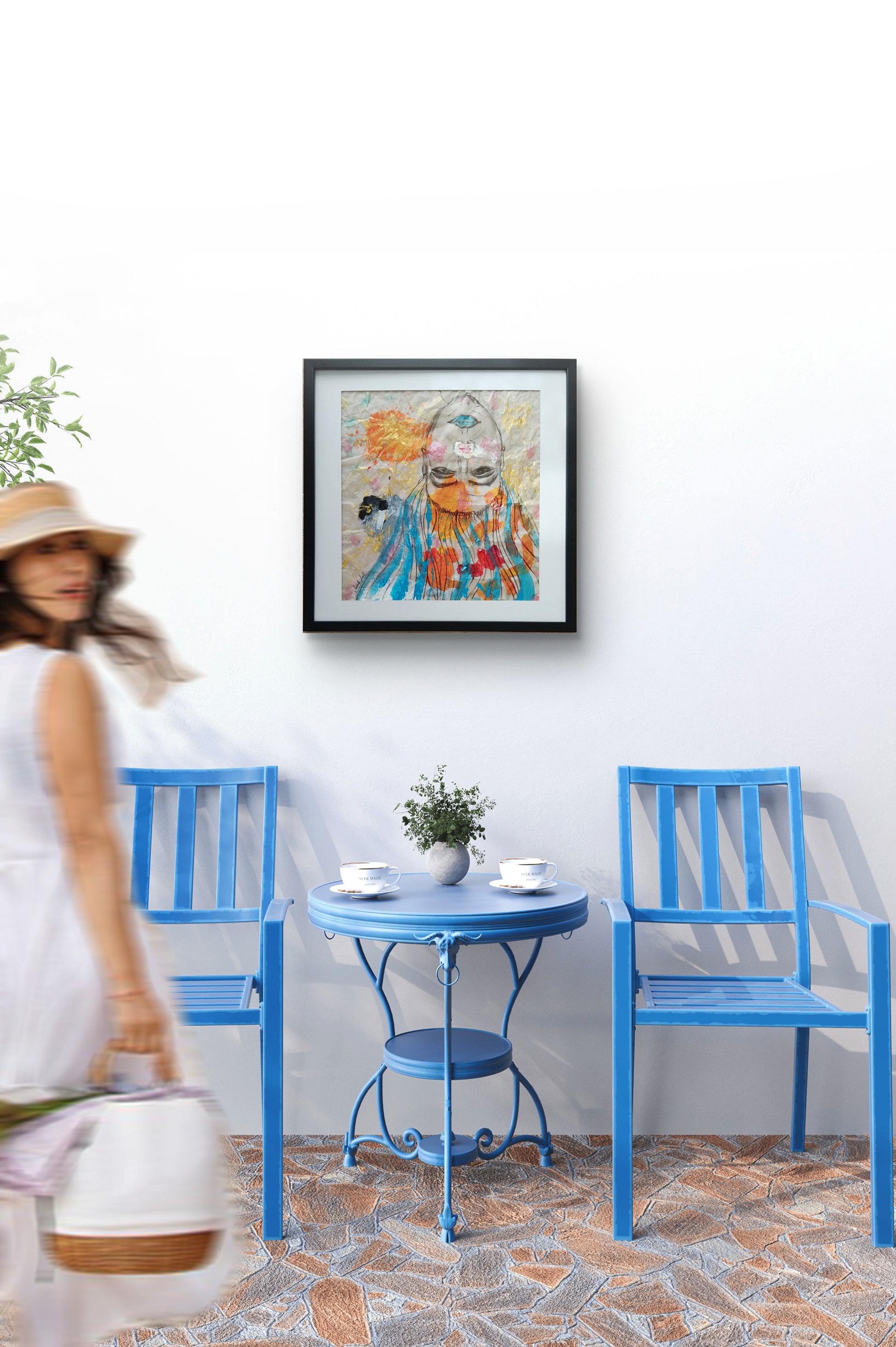 Imagen de la obra Cargas, decorando un espacio luminoso, fresco y natural. 