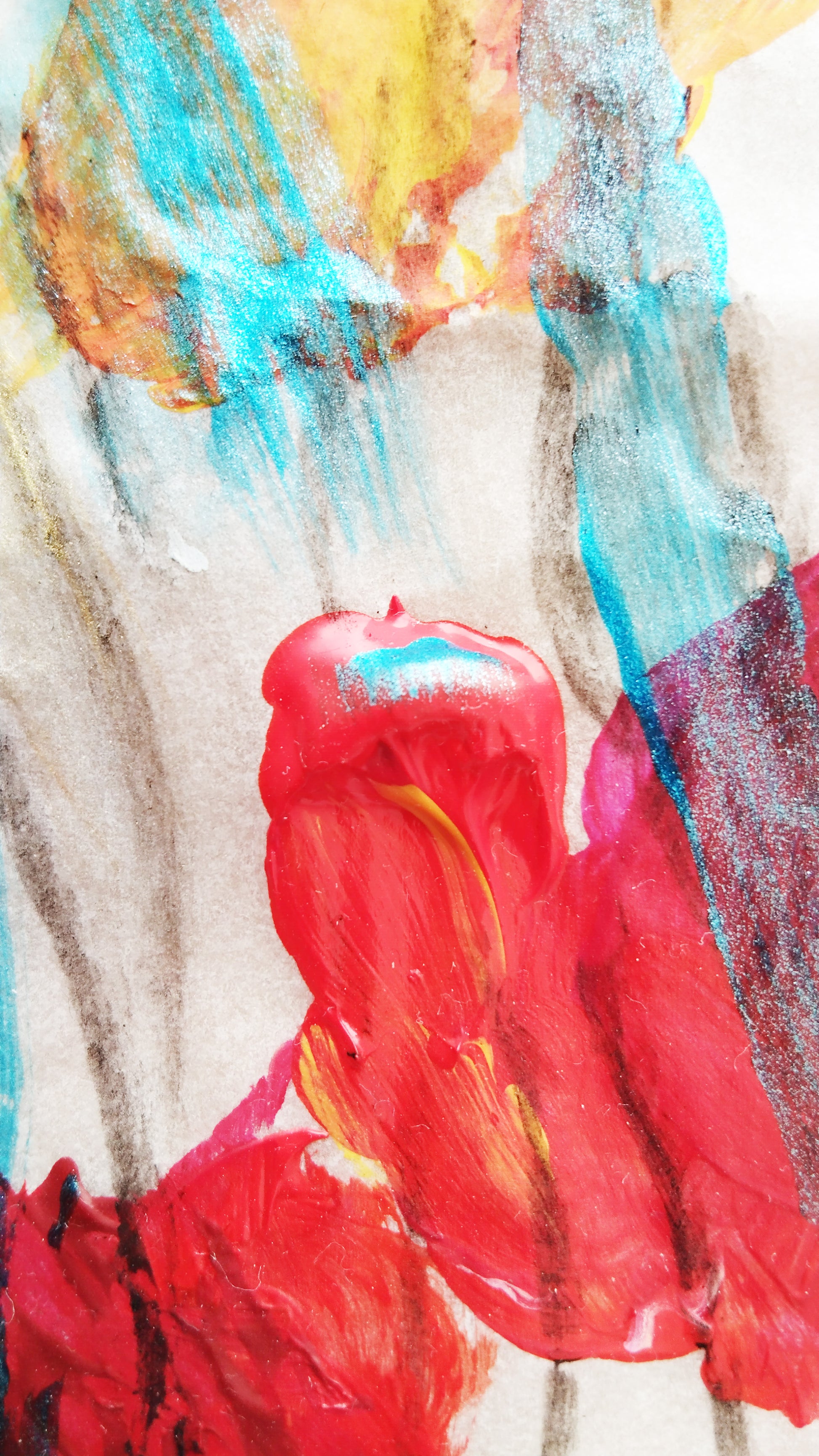 Detalle de mancha y brillos de la obra "Cargas". Dibujo realizado en grafito y acrílico sobre papel de horno.