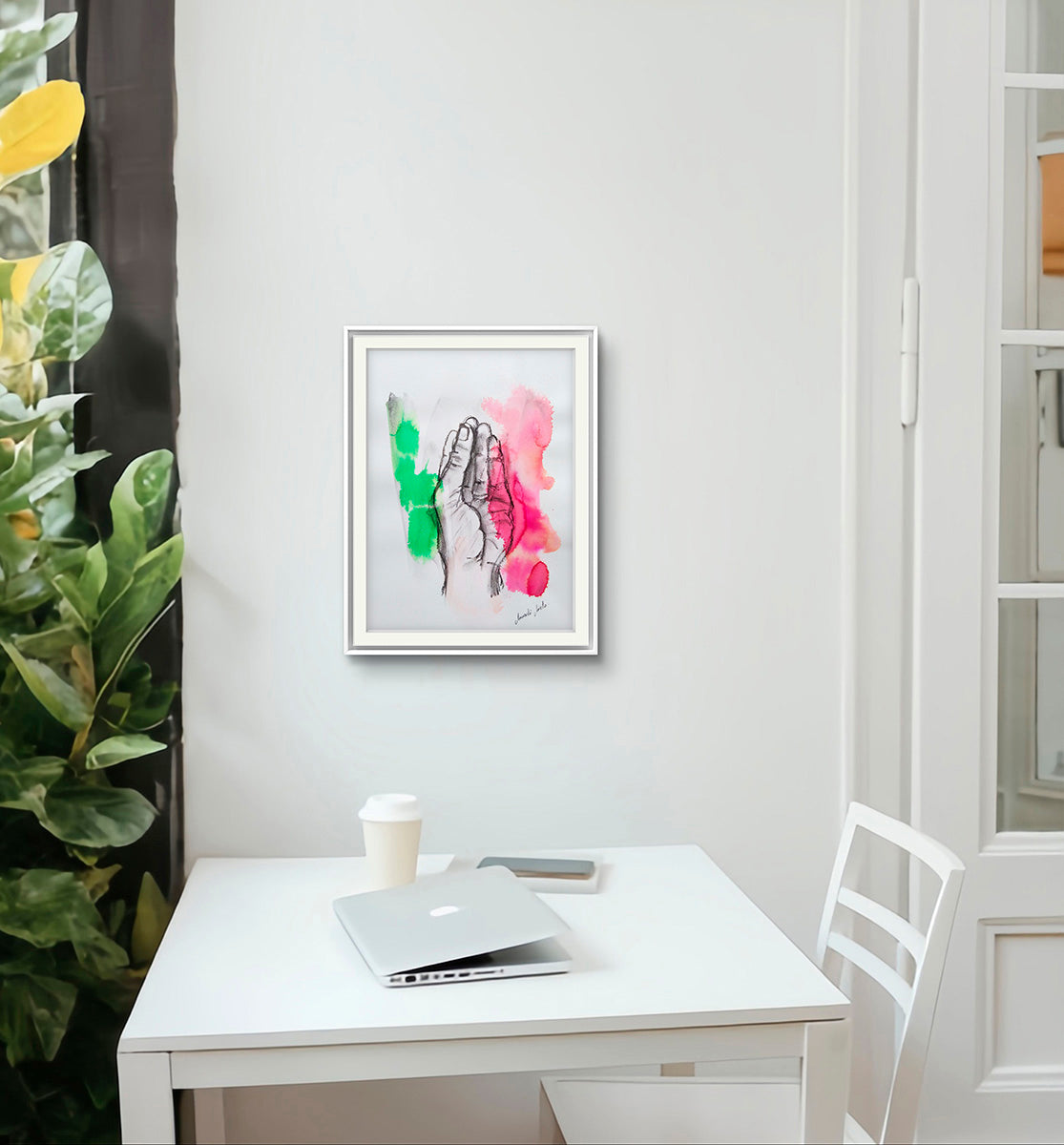 Obra 'Mano Italiana' expuesta en una sala moderna. Pintura que transmite firmeza, autoafirmación y claridad emocional