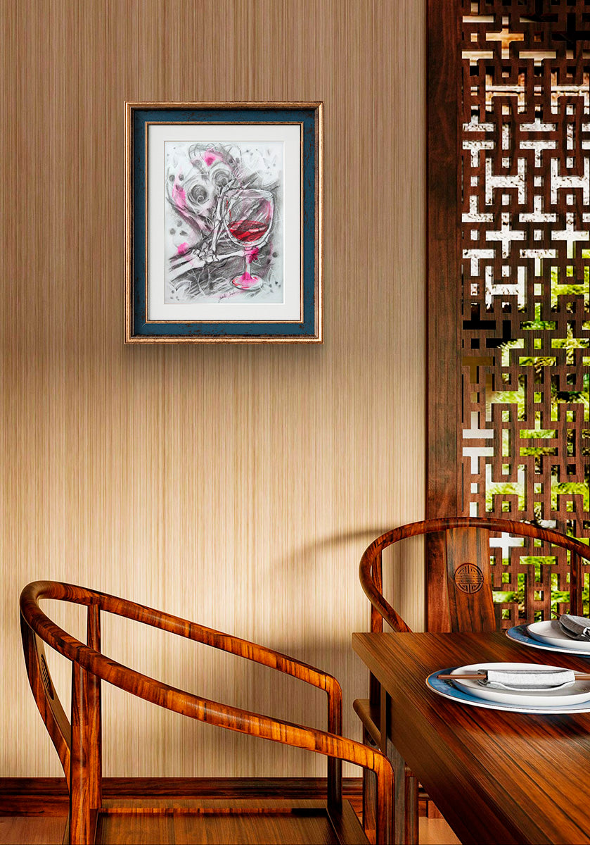 Obra 'Mano 13' expuesta en una habitación con atmósfera oscura y espiritual. Dibujo que sugiere misterio y contemplación.